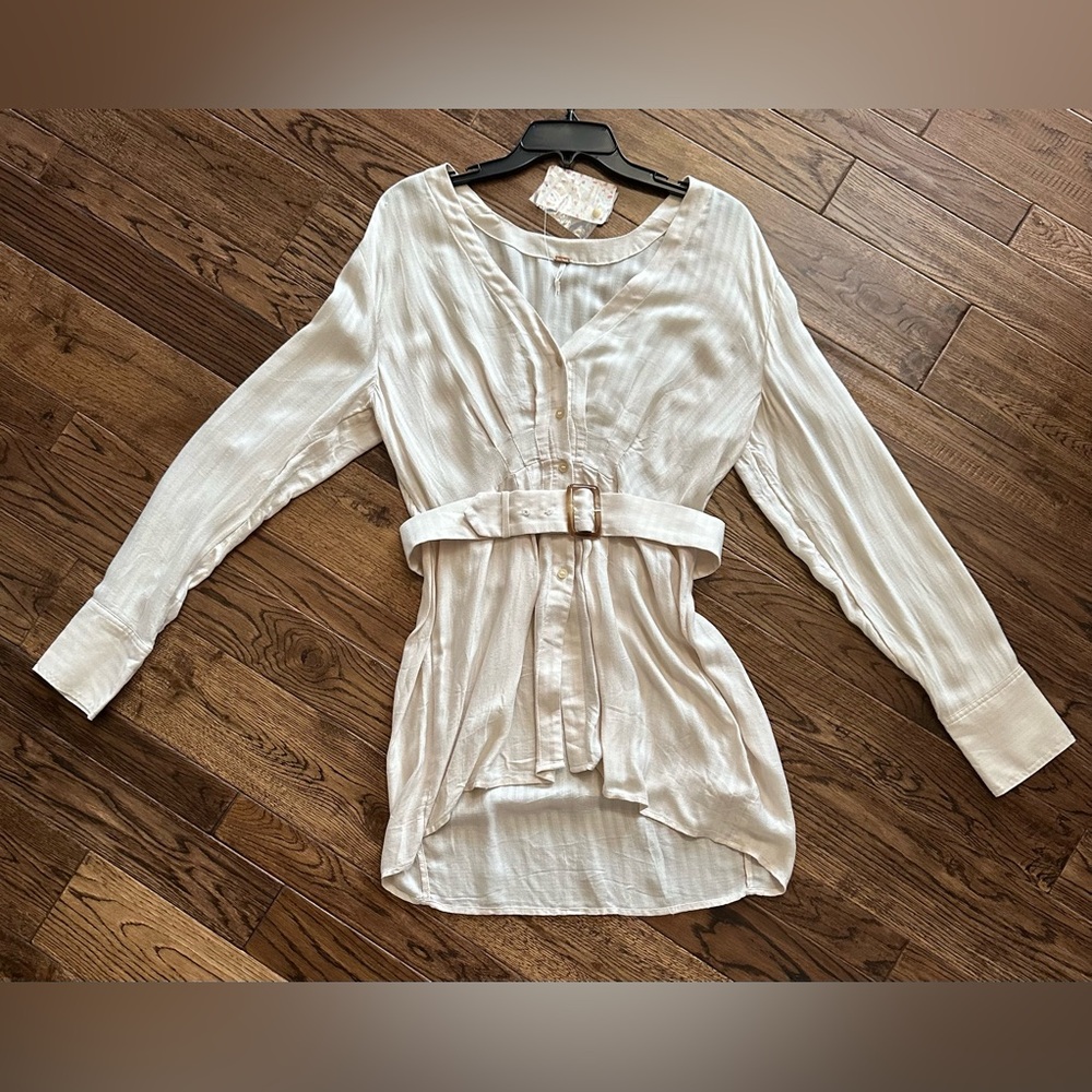 NWT Free People Back in the Spotlight Belted Top in Ivory Size M (orig. $98)